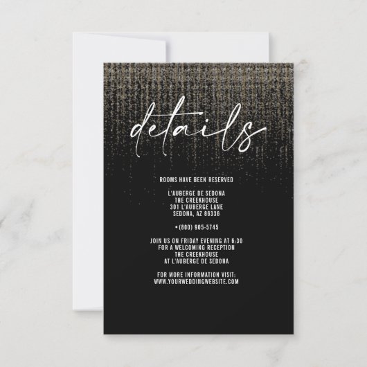 Edgy QR Champagne Glitter Details Kaart (Voorkant)