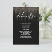 Edgy QR Champagne Glitter Details Kaart (Staand voorkant)