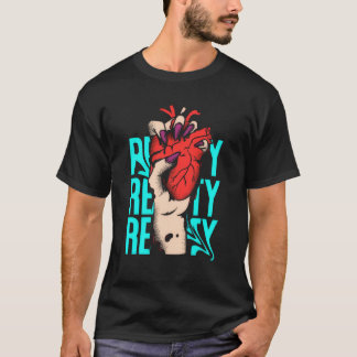 Edgy Realistische Hart Handknijp Streetwear Grafie T-shirt