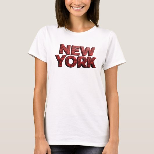 Edgy Red NEW YORK T-shirt (Voorkant)
