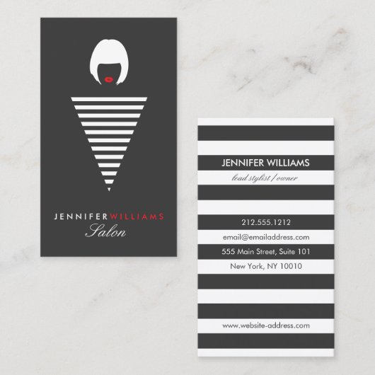 Edgy Retro Mod Hair Stylist, Salon, Blogger II Visitekaartje (Voorkant / Achterkant)