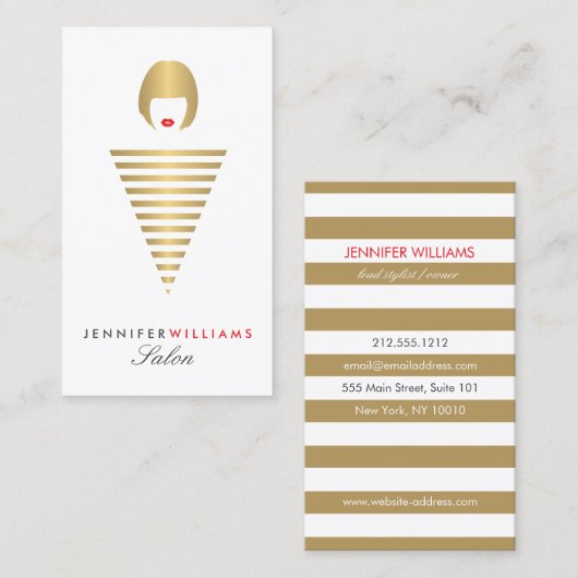 Edgy Retro Mod Hair Stylist, Salon, Blogger Visitekaartje (Voorkant / Achterkant)