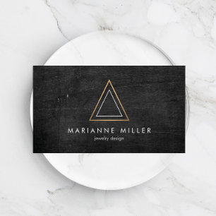 Edgy Roos Gold Triangle Logo op Zwart Hout Visitekaartje