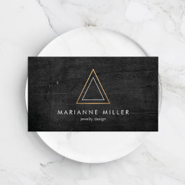 Edgy Roos Gold Triangle Logo op Zwart Hout Visitekaartje