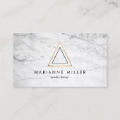 Edgy Roos Gold Triangle Logo White Marmer Visitekaartje (Voorkant)