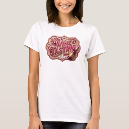Edgy Roze WIJNPROEVEN Grafisch T-shirt (Voorkant)