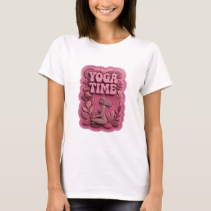 Edgy Roze YOGA TIME Draagbare Kunst T-shirt