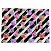 Edgy Rozen & Modern Stripes Bloemen Mode Party Groot Cadeauzakje (Achterkant)