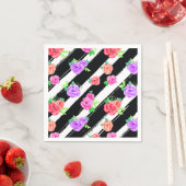 Edgy Rozen & Modern Stripes Trendy Verjaardagsfees Servet (Insitu)