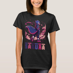 Edgy Sakura Krijger Vogel Anime Illustratie T-shirt