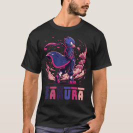 Edgy Sakura Warrior Bird Anime Illustration T-shirt