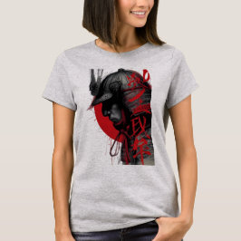 Edgy Samurai Krijger Rode Zon Japanse Inkt Dames- T-shirt