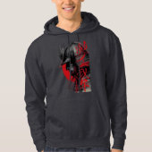 Edgy Samurai Warrior Japanese Ink Art Red Sun  Hoodie (Voorkant)