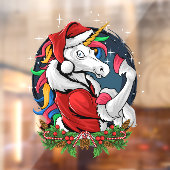 Edgy Santa Unicorn Raamsticker (Vel 2)