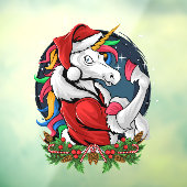 Edgy Santa Unicorn Raamsticker (Vel 3)