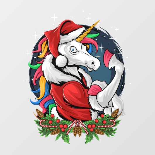 Edgy Santa Unicorn Raamsticker (Vel)