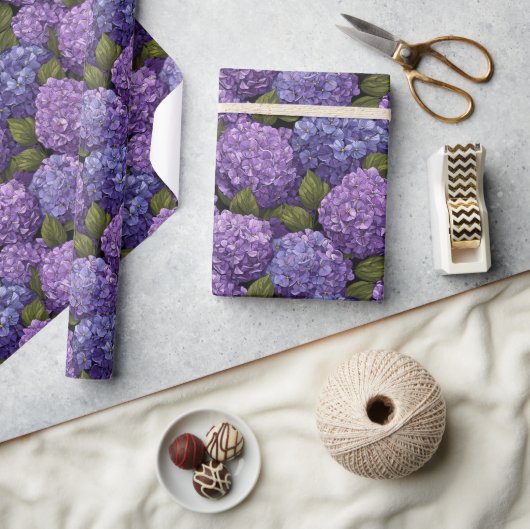 Edgy Serene Hydrangea Flower Wrapping Paper Cadeaupapier (Crafts)
