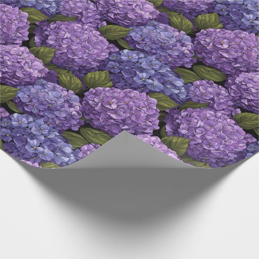 Edgy Serene Hydrangea Flower Wrapping Paper Cadeaupapier (Hoek)