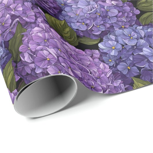 Edgy Serene Hydrangea Flower Wrapping Paper Cadeaupapier (Rol Hoek)