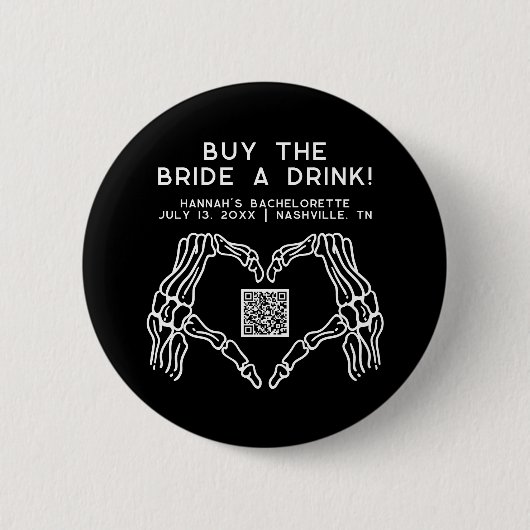 Edgy Skeleton Hands koopt de Bride A Drink Button (Voorkant)