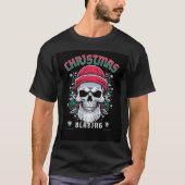 Edgy Skull Christmas T-shirt – Blazing Style (Voorkant)