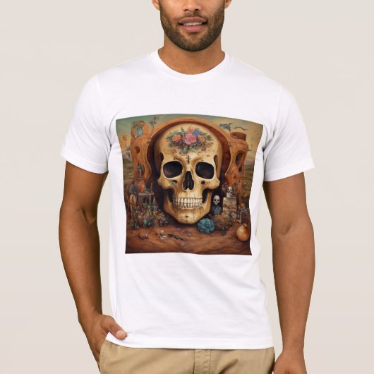 Edgy Skull Head Skeleton Graphic T-shirt (Voorkant)