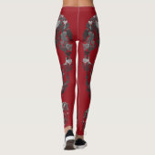 Edgy Skull Pattern | Grey Skulls on Red Leggings (Achterkant)