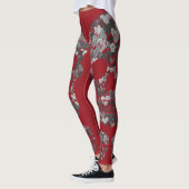 Edgy Skull Pattern | Grey Skulls on Red Leggings (Links)