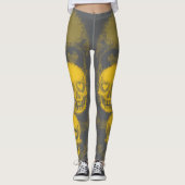 Edgy Skull Pattern | Yellow and Grey Leggings (Voorkant)