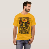 Edgy Skull Print T-Shirt Vet en Uniek Grafisch (Voorkant volledig)