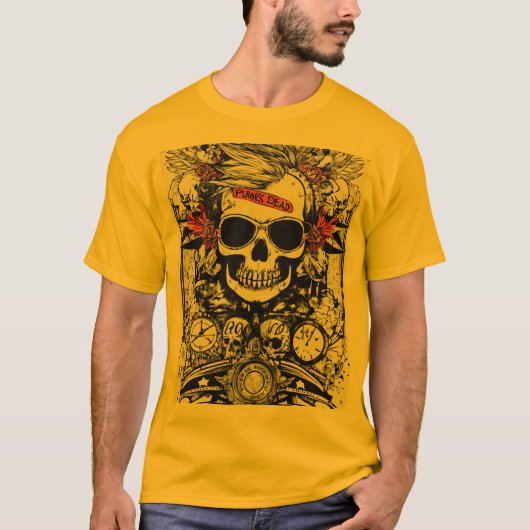 Edgy Skull Print T-Shirt Vet en Uniek Grafisch (Voorkant)