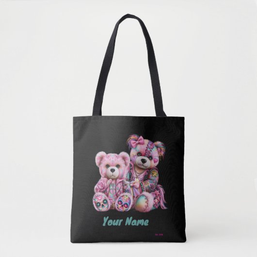 Edgy Too Punk Roze Beren Tote Bag (Voorkant)