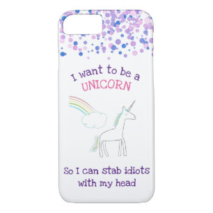 Edgy Unicorn met regenboog en Confetti Funny iPhone 8/7 Hoesje
