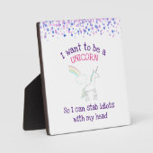 Edgy Unicorn met regenboog en Confetti Funny Fotoplaat (Voorkant)