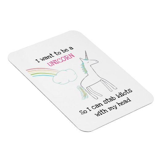 Edgy Unicorn met regenboog en Confetti Funny Magneet (Rechterzijde)