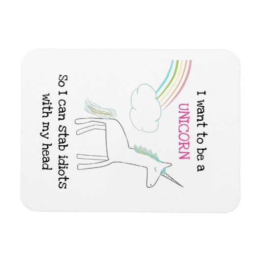 Edgy Unicorn met regenboog en Confetti Funny Magneet (Horizontaal)