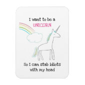 Edgy Unicorn met regenboog en Confetti Funny Magneet (Verticaal)
