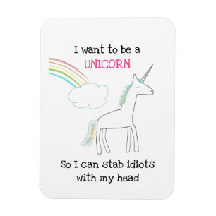 Edgy Unicorn met regenboog en Confetti Funny Magneet