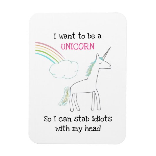 Edgy Unicorn met regenboog en Confetti Funny Magneet (Verticaal)