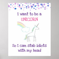 Edgy Unicorn met regenboog en Confetti Funny