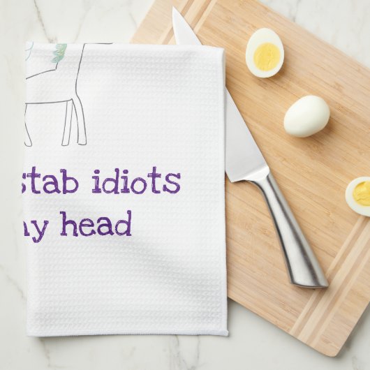 Edgy Unicorn met regenboog en Confetti Funny Theedoek (Quarter Fold)