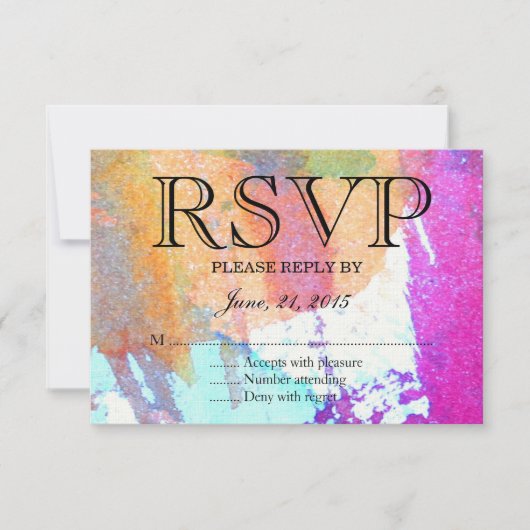 Edgy Waterverf RSVP Kaartje (Voorkant)