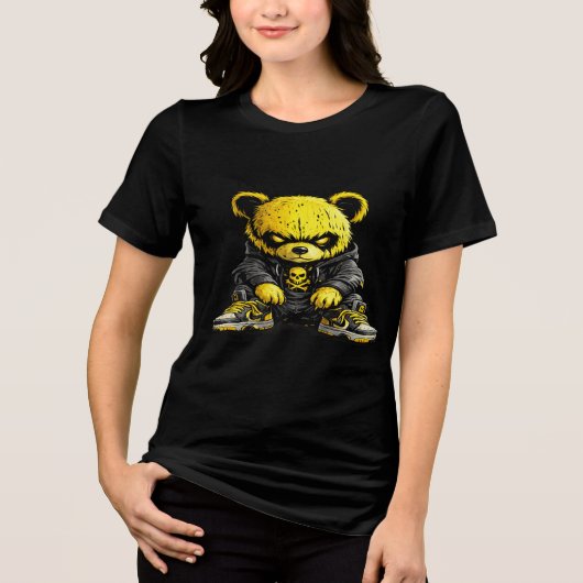 Edgy Yellow Bear Street Style Graphic T-Shirt (Voorkant)