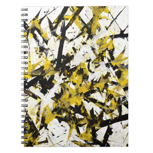 Edgy Yellow Black Chaos Abstract Notitieboek (Voorkant)