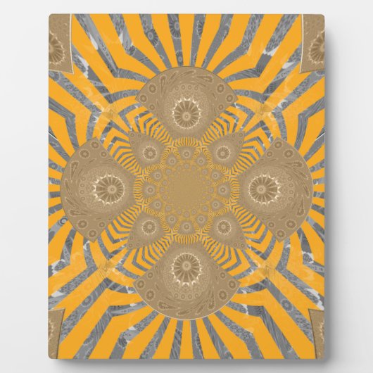 Edgy Zebra Elegance: een goudgele print Fotoplaat (Voorkant)