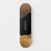 Edgy Zwart en Goud Modern Persoonlijk Skateboard (Voorkant)