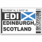 EDI Edinburgh Boarding Pass - Scotland Travel Sticker (Voorkant)