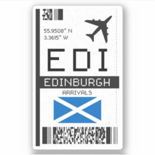 EDI Edinburgh, Scotland Airport Boarding Pass - Ve Sticker