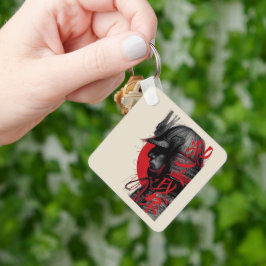 Edige samoerai krijger Japanse inkt rode zon sleut Sleutelhanger
