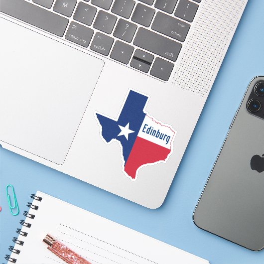 Edinburg Texas Flag Sticker (Laptop met iPhone)